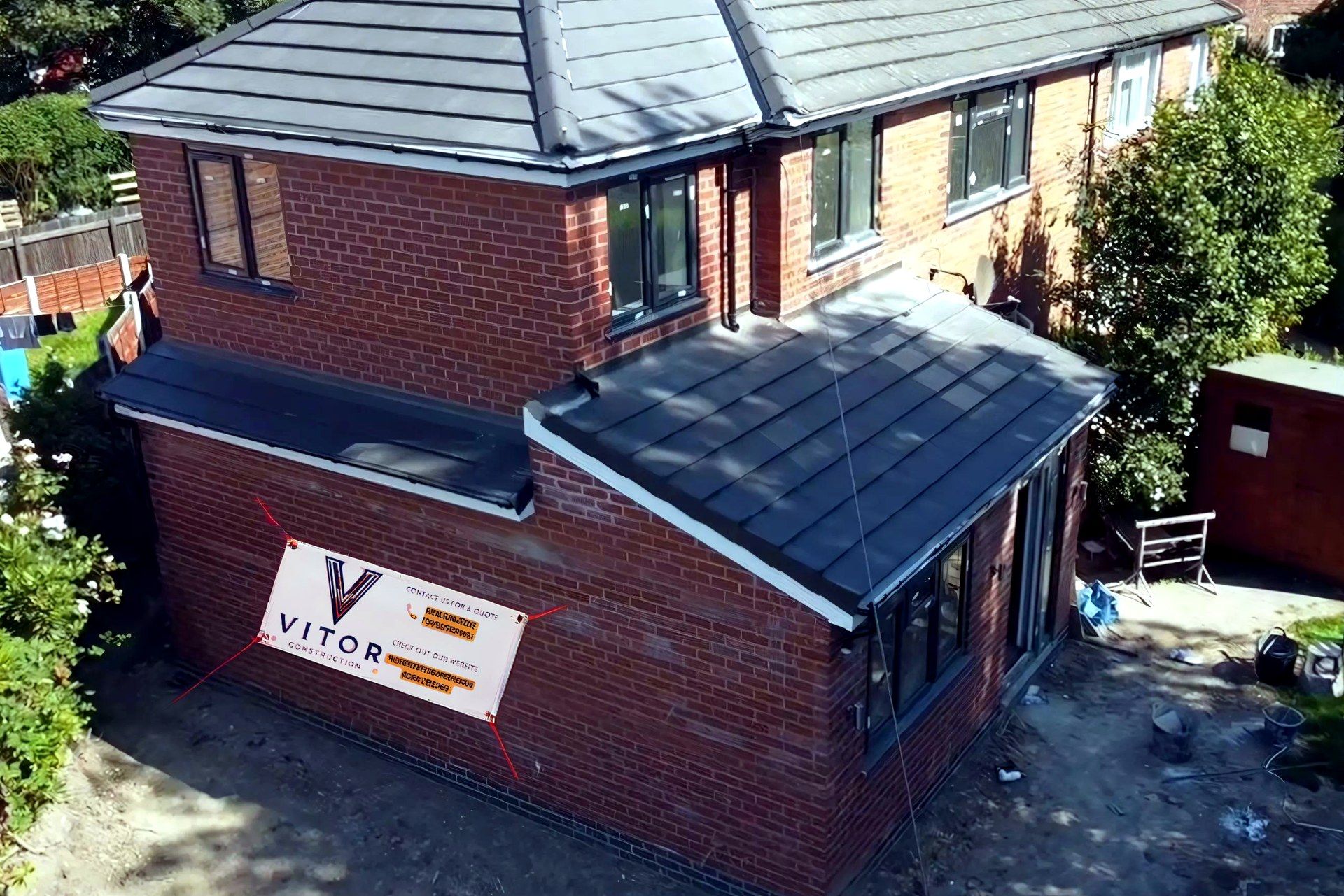 Recently built rear extension in Manchester, brick-matched to the existing house